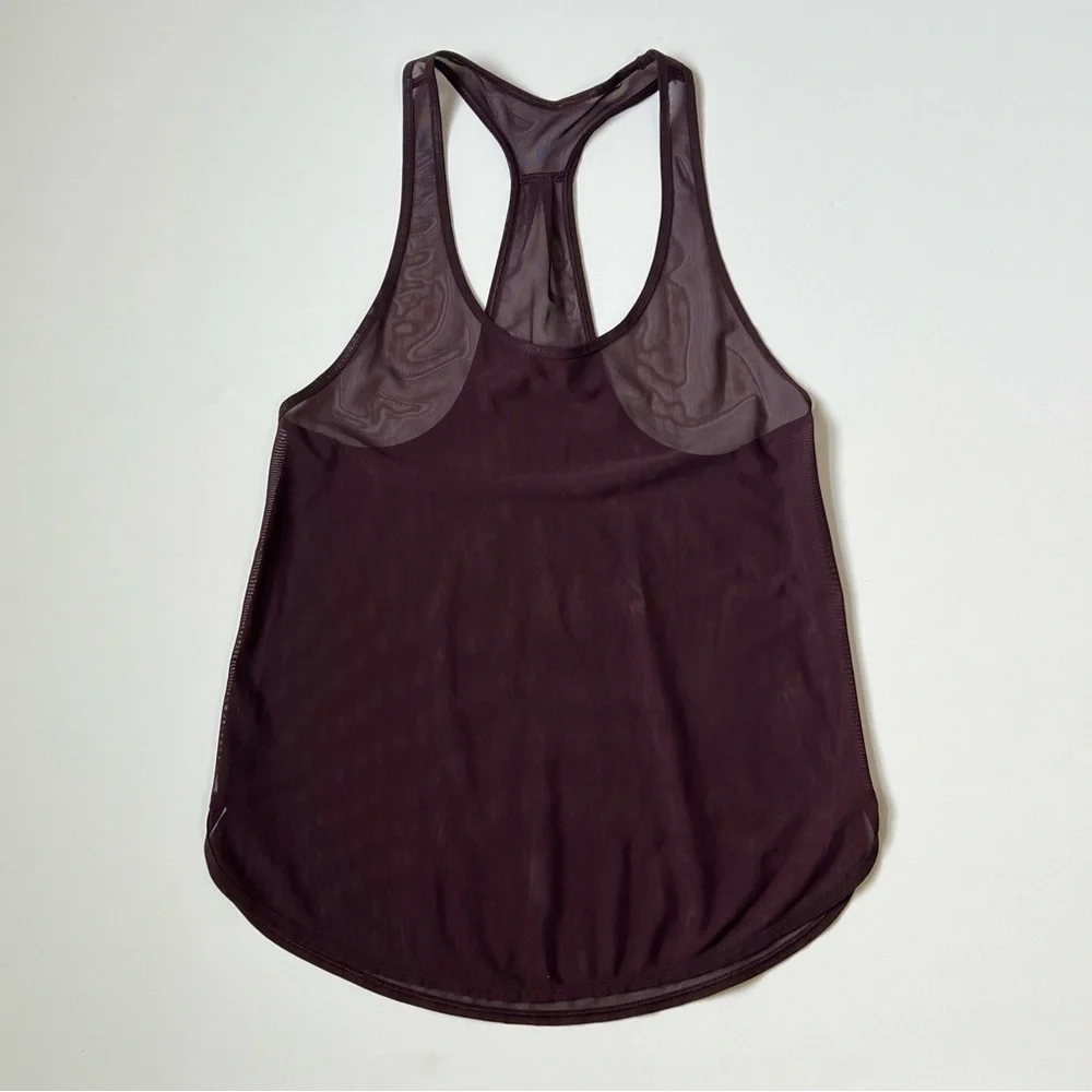 Lululemon 105 Singlet Tank Top *Mesh Burgundy Purple 6/S/Small Racerback Sheer - Picture 2 of 9